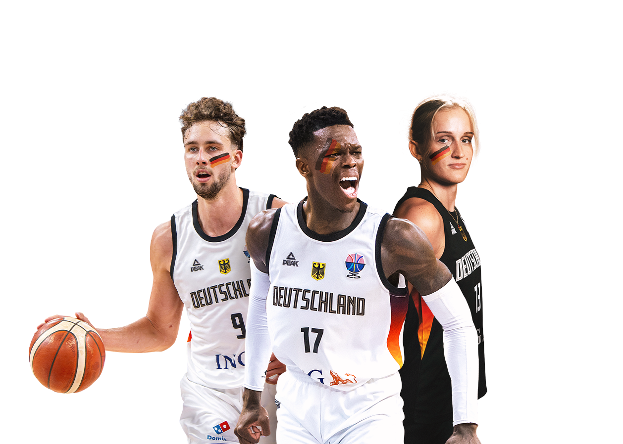 Motiv mit 3 Spielerinnen der deutschen Nationalmannschaften.